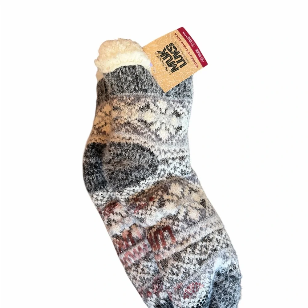 Muk Luks Chenille Mix Cabin Slipper Socks NWT